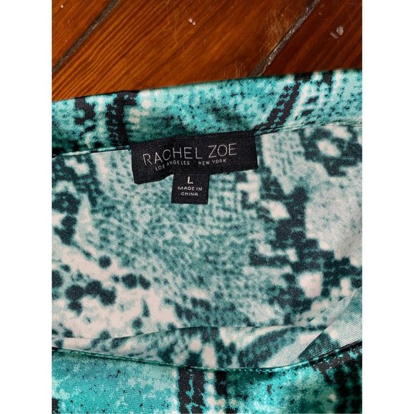 RACHEL ZOE Green Snake Print A-Line Midi Skirt Size Large - Picture 3 of 8